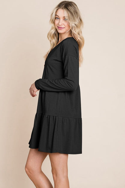 Button Front Long Sleeve Pleated Swing Dresses | Apparel | Kitchen + Metal