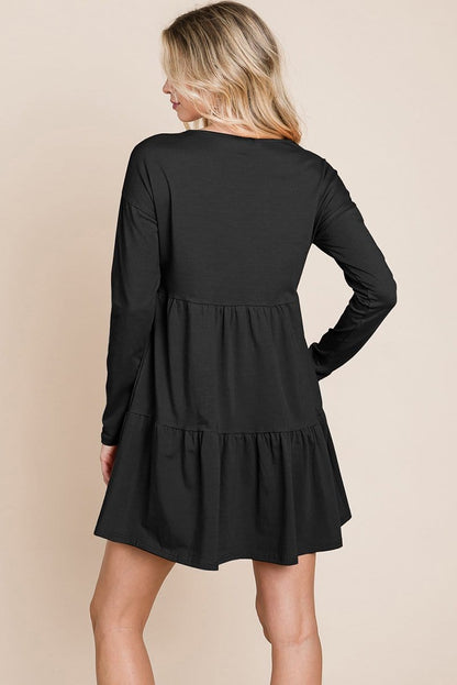 Button Front Long Sleeve Pleated Swing Dresses | Apparel | Kitchen + Metal