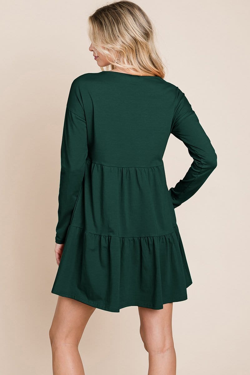 Button Front Long Sleeve Pleated Swing Dresses | Apparel | Kitchen + Metal