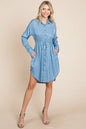 Button Down drawstring Tie Waist Chambray Dress | Apparel | Kitchen + Metal