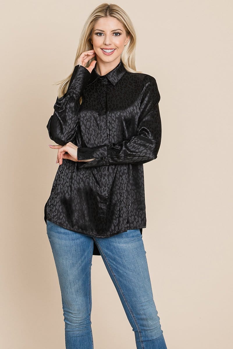 Casual Animal Print Satin Button Up Shirts Blouse | Apparel | Kitchen + Metal