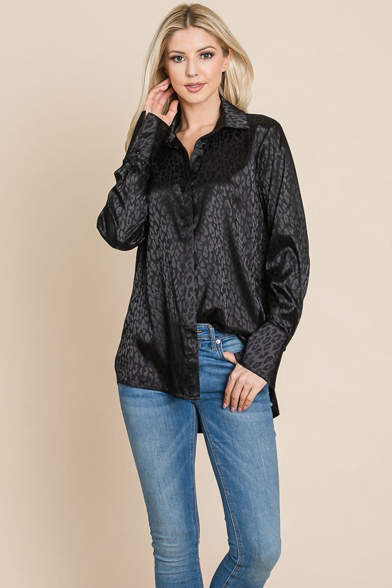 Casual Animal Print Satin Button Up Shirts Blouse | Apparel | Kitchen + Metal