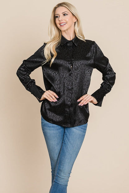 Casual Animal Print Satin Button Up Shirts Blouse | Apparel | Kitchen + Metal