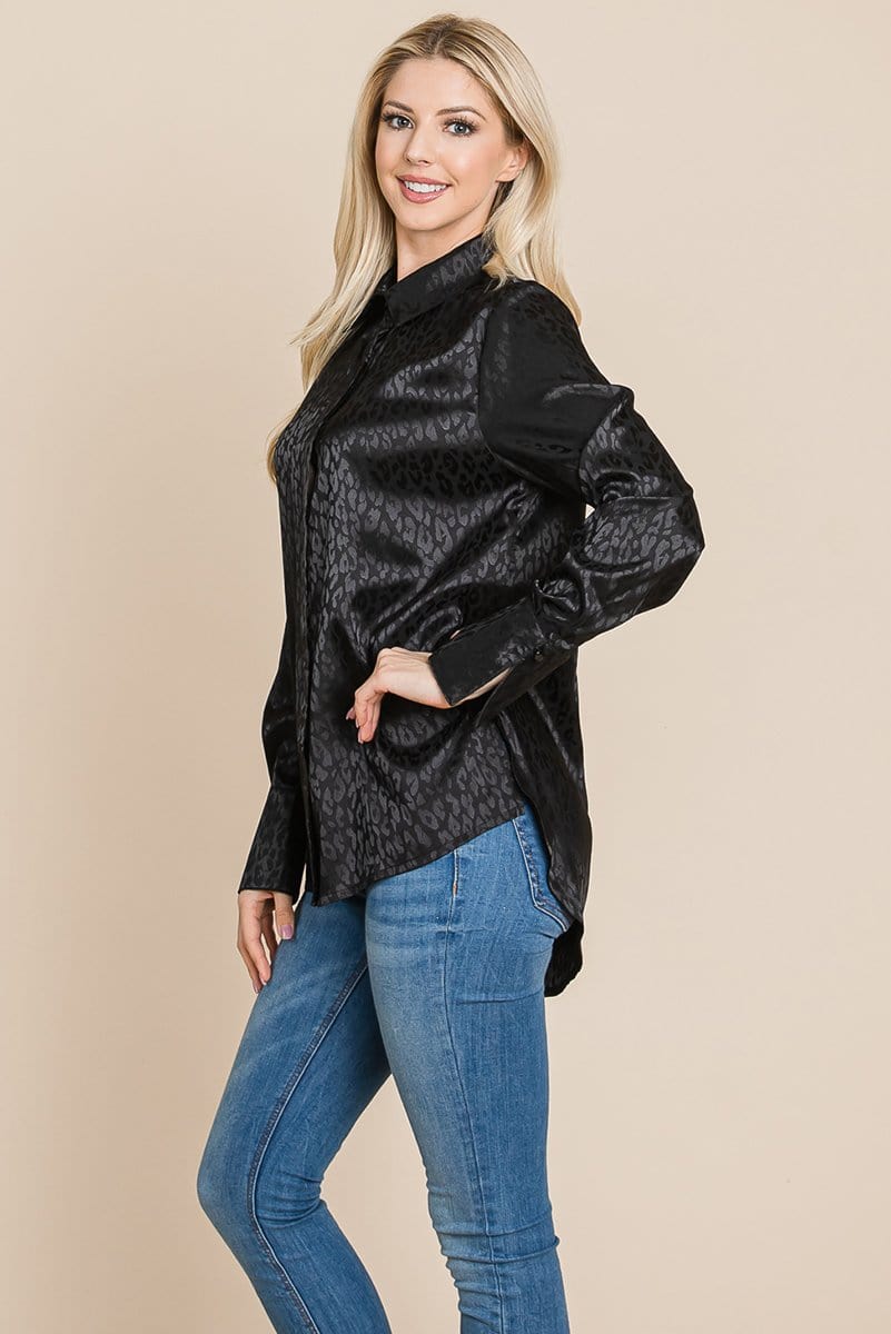 Casual Animal Print Satin Button Up Shirts Blouse | Apparel | Kitchen + Metal