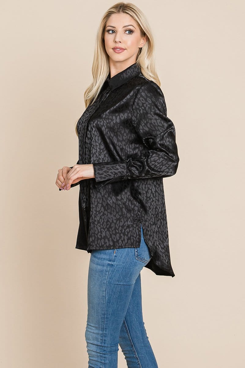 Casual Animal Print Satin Button Up Shirts Blouse | Apparel | Kitchen + Metal