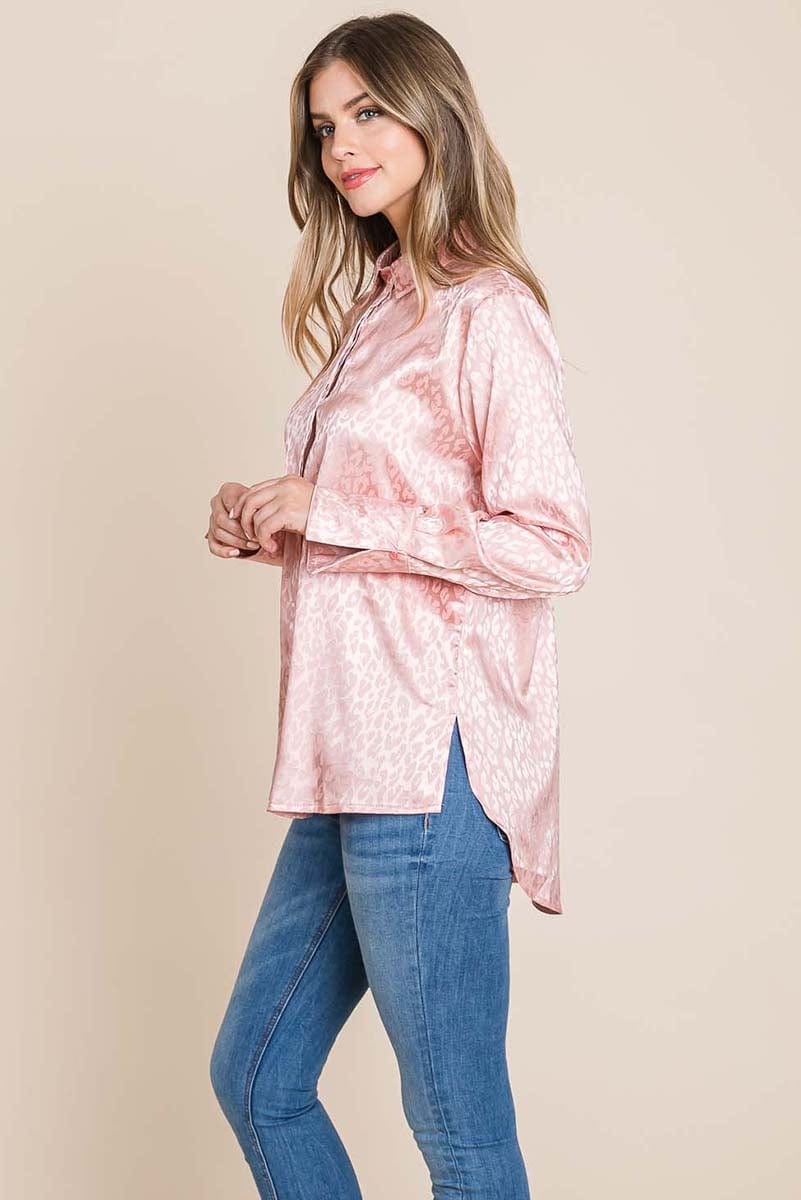 Casual Animal Print Satin Button Up Shirts Blouse | Apparel | Kitchen + Metal