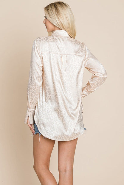 Casual Animal Print Satin Button Up Shirts Blouse | Apparel | Kitchen + Metal