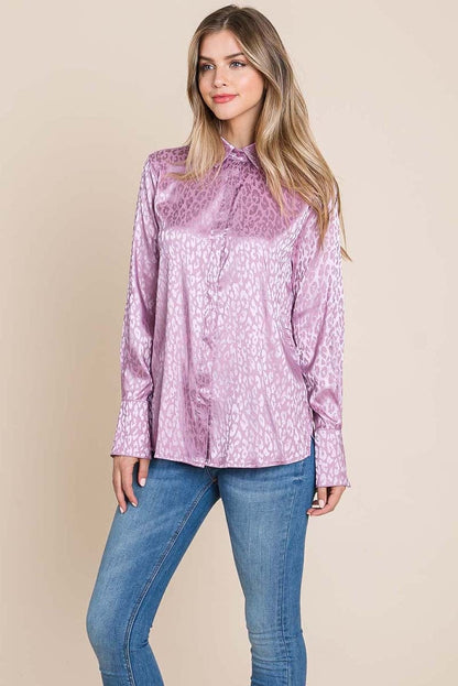 Casual Animal Print Satin Button Up Shirts Blouse | Apparel | Kitchen + Metal