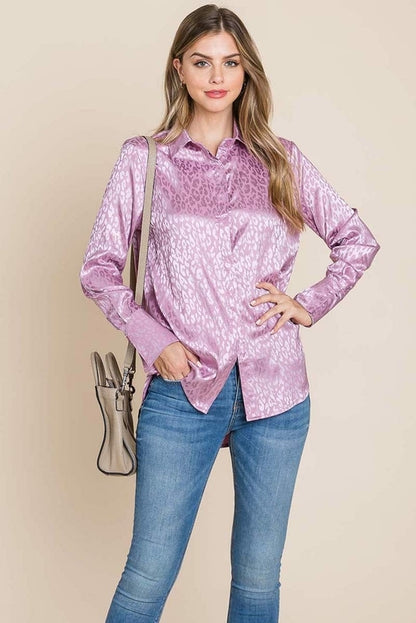 Casual Animal Print Satin Button Up Shirts Blouse | Apparel | Kitchen + Metal