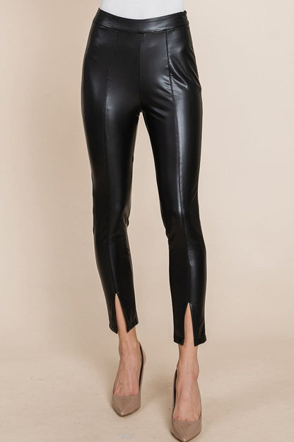 Slit Hem Faux Leather Pants Leggings | Apparel | Kitchen + Metal
