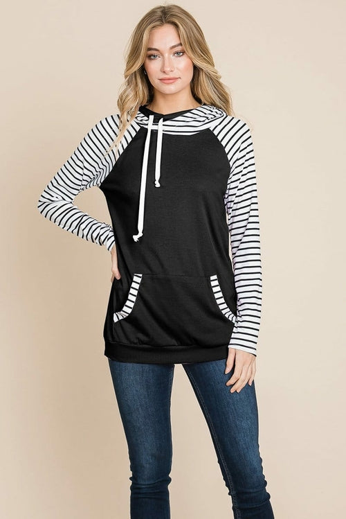 Color Block Striped Double Hoodie Sweatshirts | Apparel | Kitchen + Metal