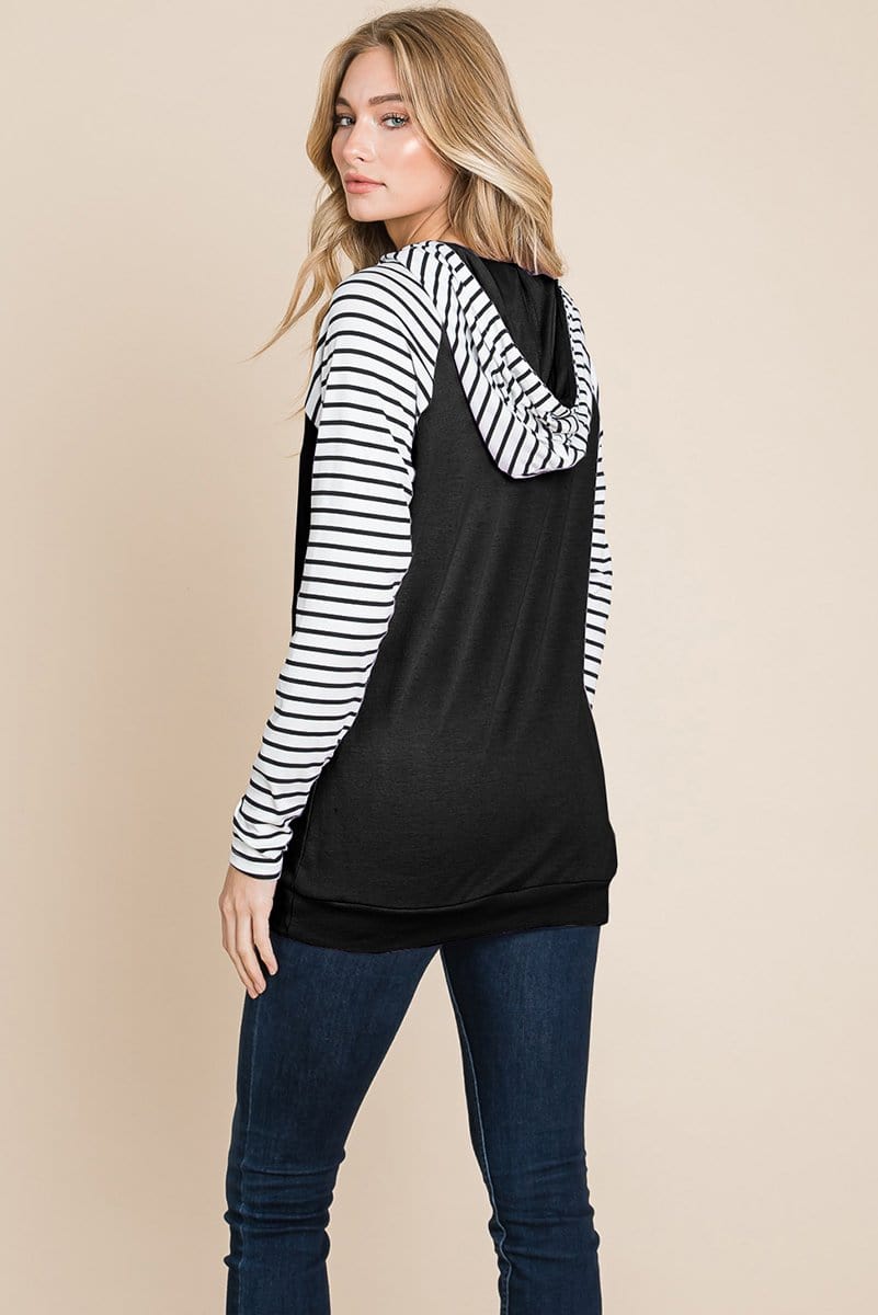 Color Block Striped Double Hoodie Sweatshirts | Apparel | Kitchen + Metal