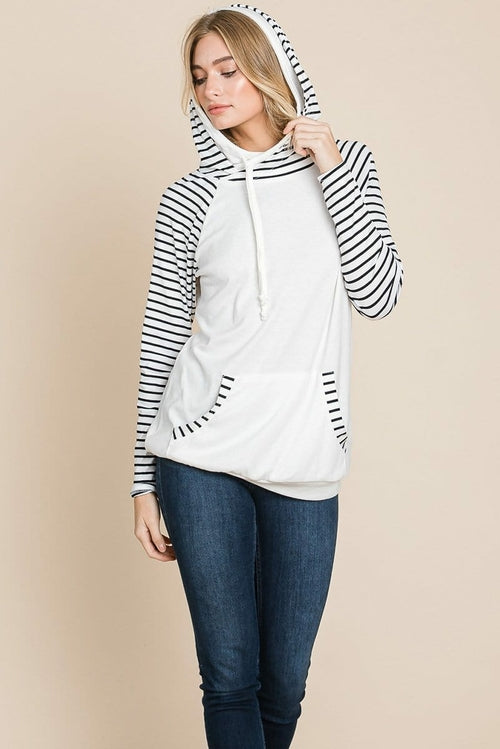 Color Block Striped Double Hoodie Sweatshirts | Apparel | Kitchen + Metal