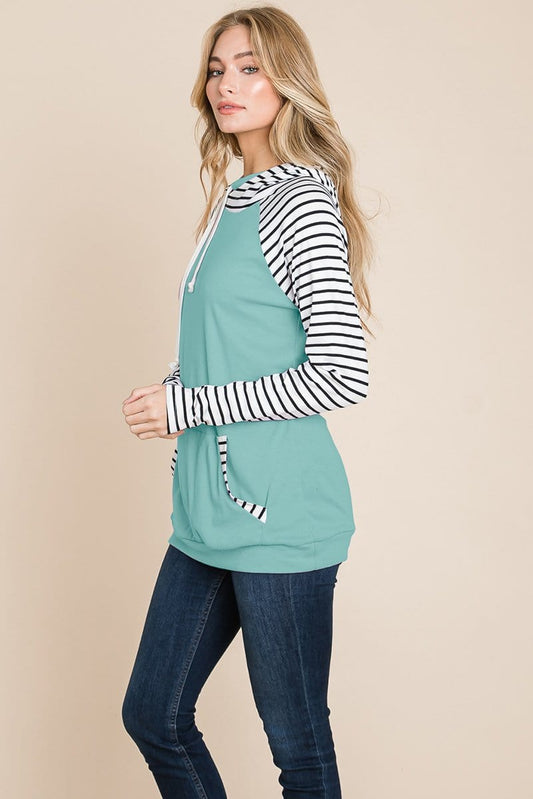 Color Block Striped Double Hoodie Sweatshirts | Apparel | Kitchen + Metal