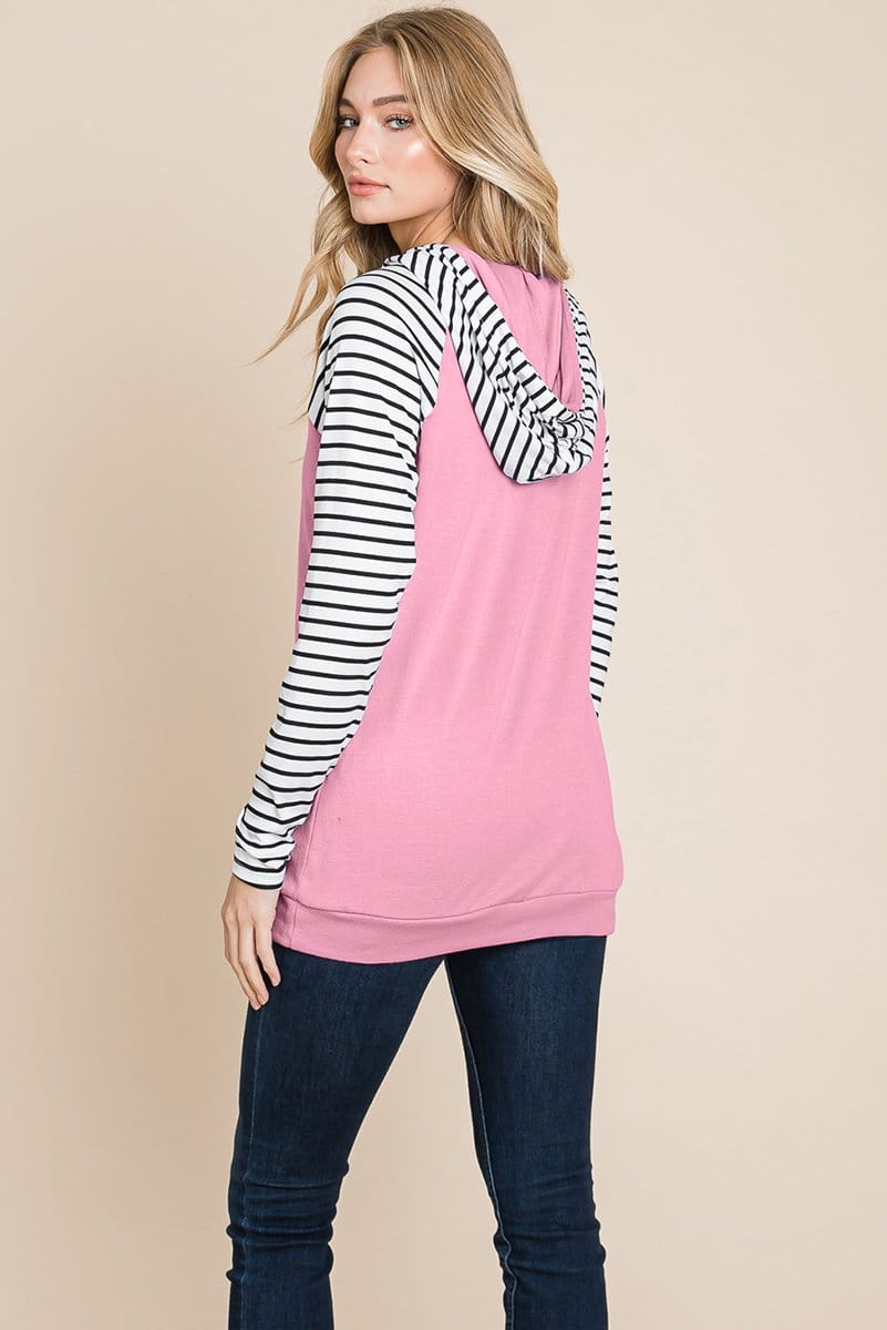 Color Block Striped Double Hoodie Sweatshirts | Apparel | Kitchen + Metal