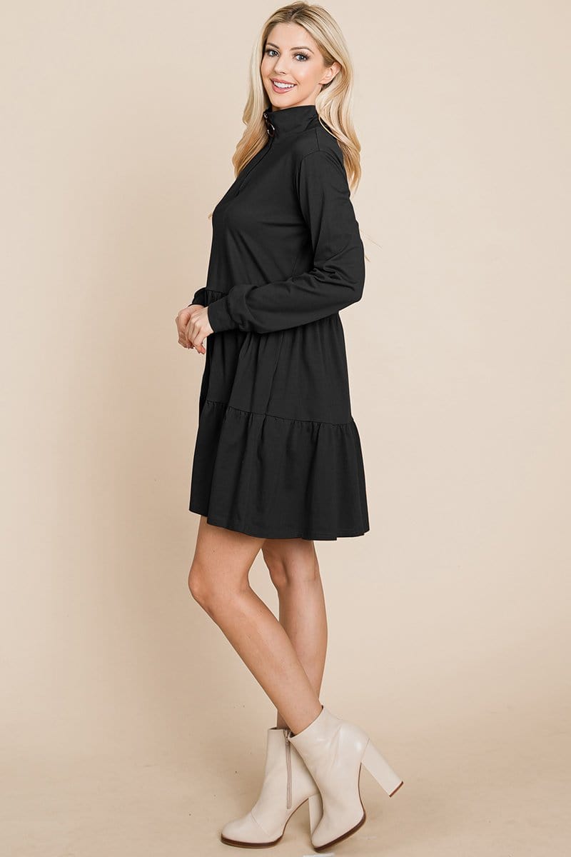 Collared Zipper Front Layered Cotton Shirt Dress | Apparel | Kitchen + Metal