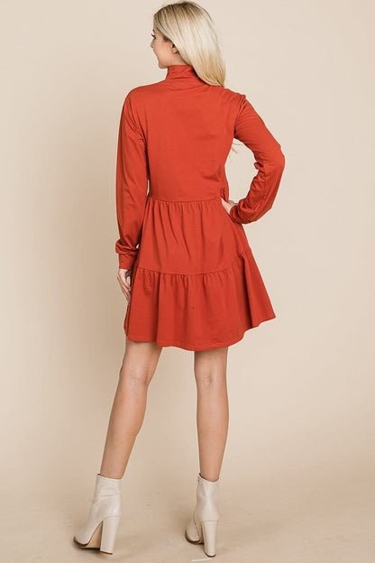 Collared Zipper Front Layered Cotton Shirt Dress | Apparel | Kitchen + Metal