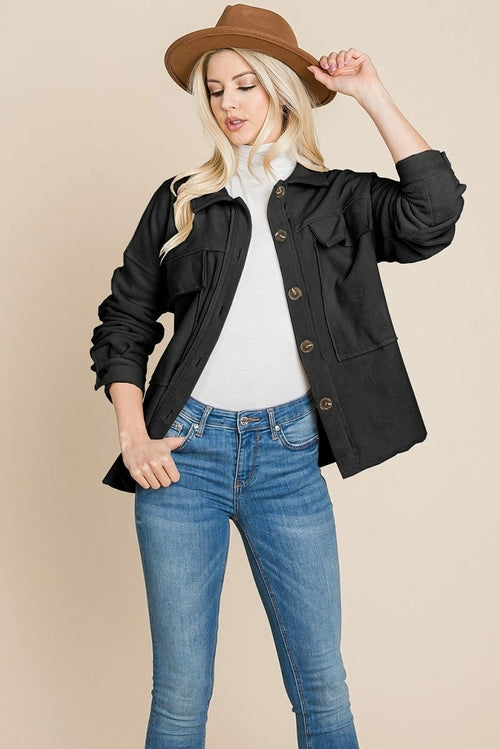 Fleece Jacket Lapel Button up Sherpa Coat | Apparel | Kitchen + Metal