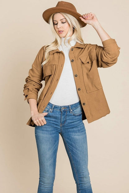 Fleece Jacket Lapel Button up Sherpa Coat | Apparel | Kitchen + Metal