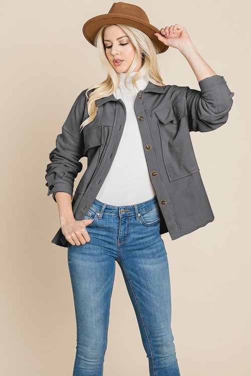 Fleece Jacket Lapel Button up Sherpa Coat | Apparel | Kitchen + Metal