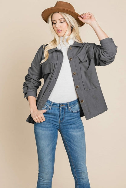 Fleece Jacket Lapel Button up Sherpa Coat | Apparel | Kitchen + Metal