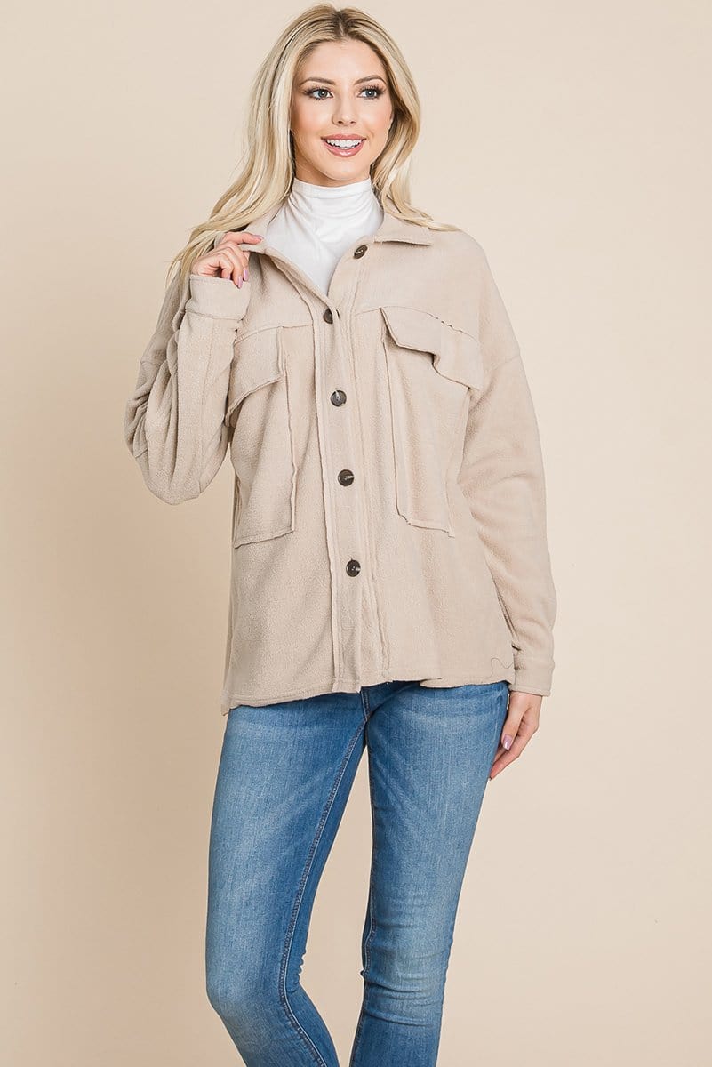 Fleece Jacket Lapel Button up Sherpa Coat | Apparel | Kitchen + Metal