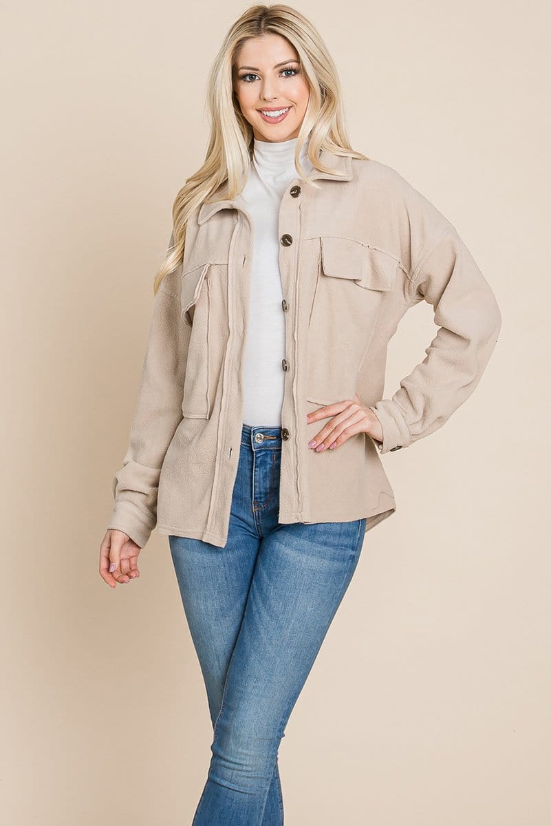 Fleece Jacket Lapel Button up Sherpa Coat | Apparel | Kitchen + Metal