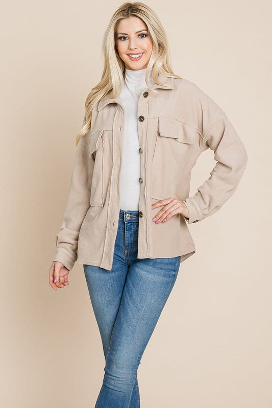 Fleece Jacket Lapel Button up Sherpa Coat | Apparel | Kitchen + Metal