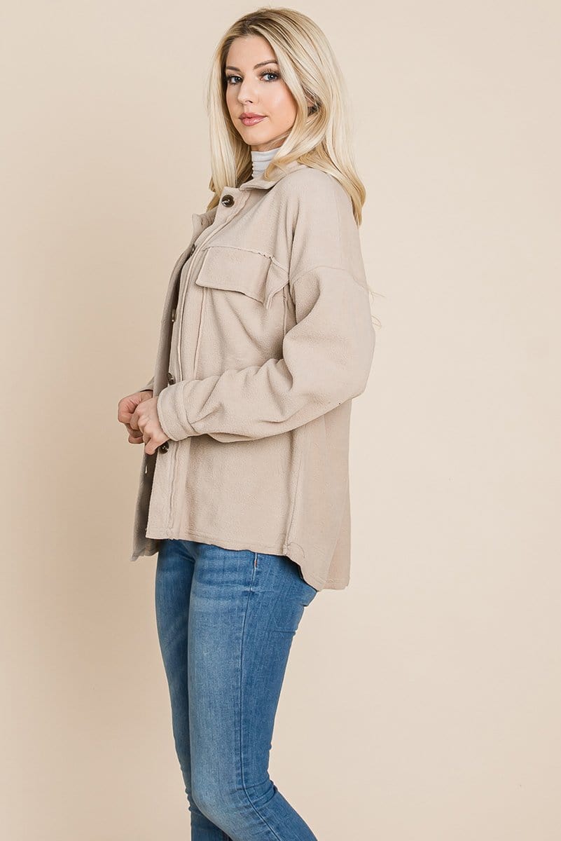 Fleece Jacket Lapel Button up Sherpa Coat | Apparel | Kitchen + Metal