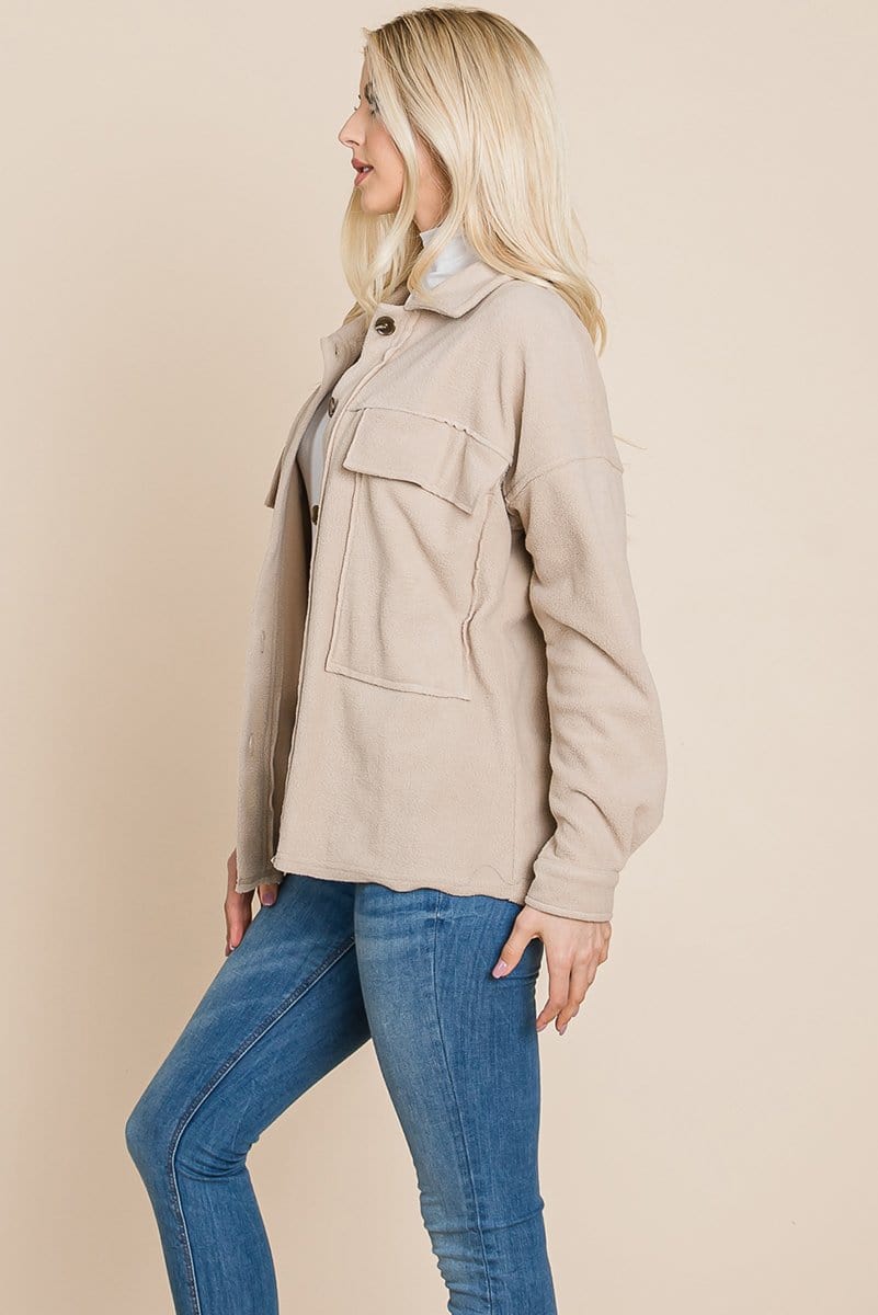 Fleece Jacket Lapel Button up Sherpa Coat | Apparel | Kitchen + Metal