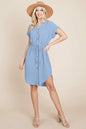 Button Down Solid Drawstring Waist Shirt Dress | Apparel | Kitchen + Metal