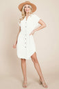 Button Down Solid Drawstring Waist Shirt Dress | Apparel | Kitchen + Metal