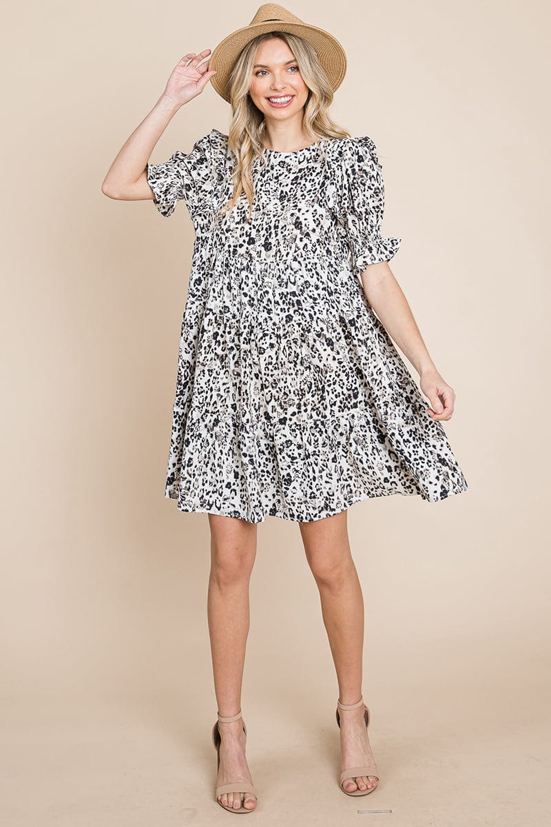 Printed Ruffle Short Sleeve Tiered Swing Dress | Apparel | Kitchen + Metal