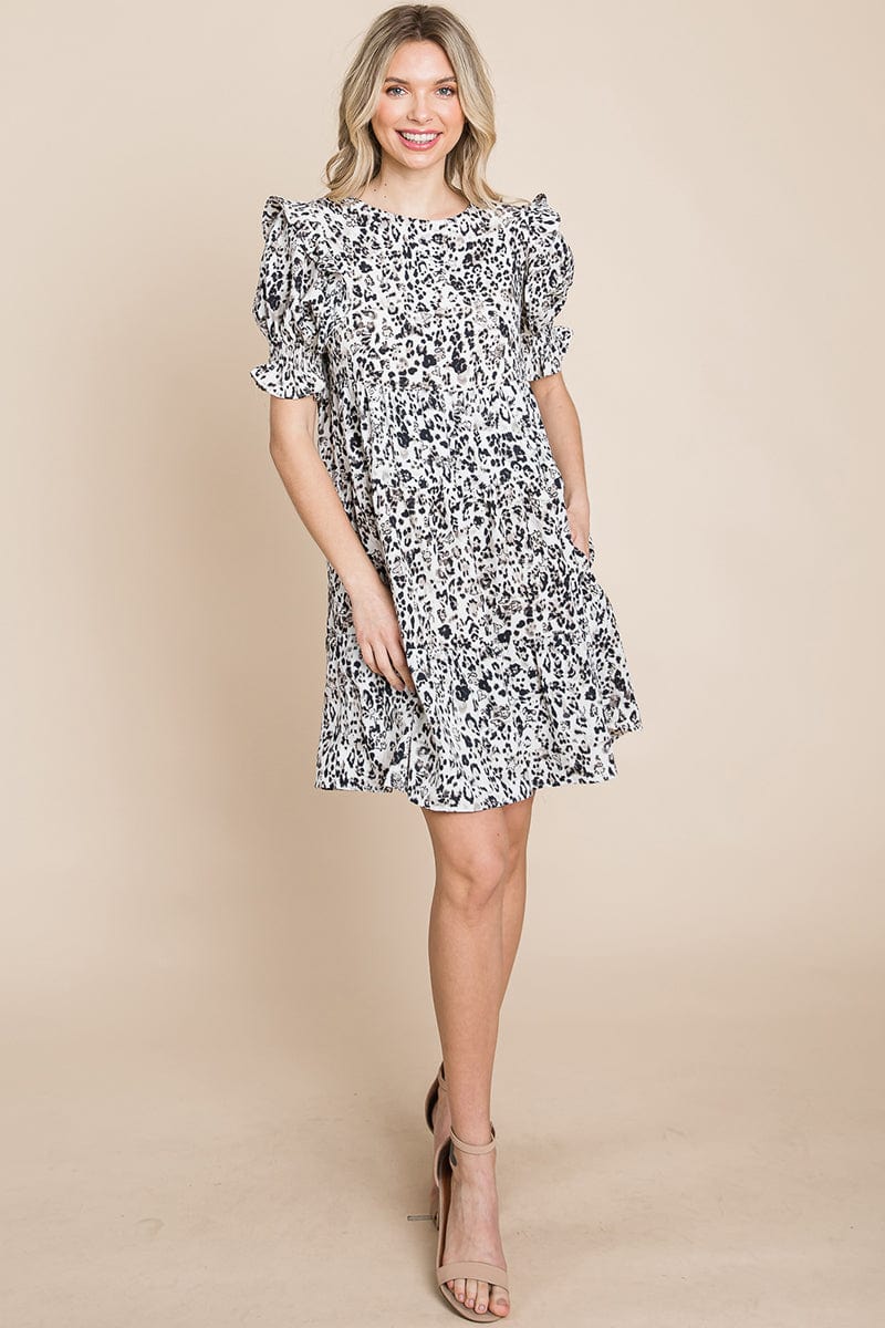 Printed Ruffle Short Sleeve Tiered Swing Dress | Apparel | Kitchen + Metal
