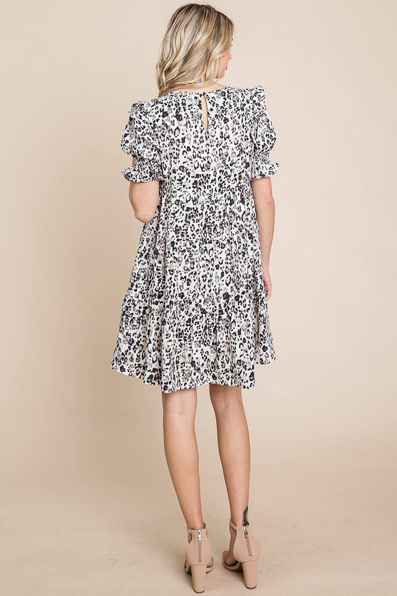 Printed Ruffle Short Sleeve Tiered Swing Dress | Apparel | Kitchen + Metal