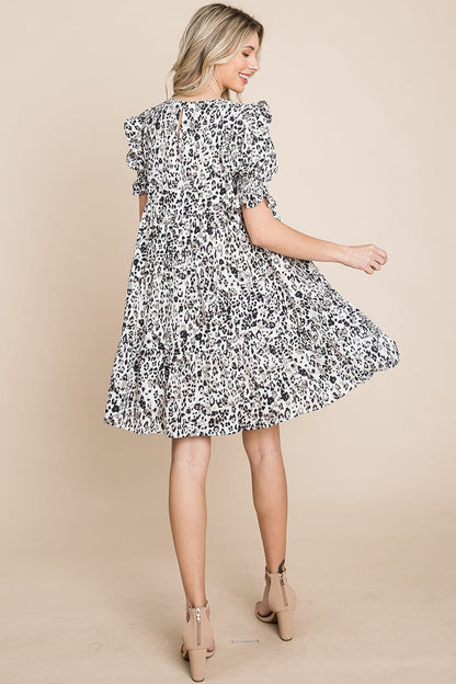 Printed Ruffle Short Sleeve Tiered Swing Dress | Apparel | Kitchen + Metal