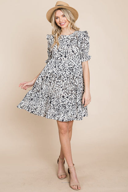 Printed Ruffle Short Sleeve Tiered Swing Dress | Apparel | Kitchen + Metal