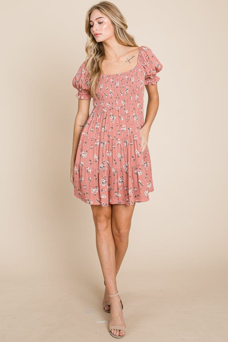Puff Sleeve Smocked Off the Shoulder Tiered Dress | Apparel | Kitchen + Metal