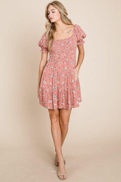 Puff Sleeve Smocked Off the Shoulder Tiered Dress | Apparel | Kitchen + Metal