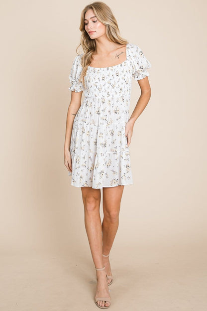 Puff Sleeve Smocked Off the Shoulder Tiered Dress | Apparel | Kitchen + Metal