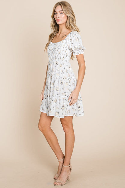 Puff Sleeve Smocked Off the Shoulder Tiered Dress | Apparel | Kitchen + Metal