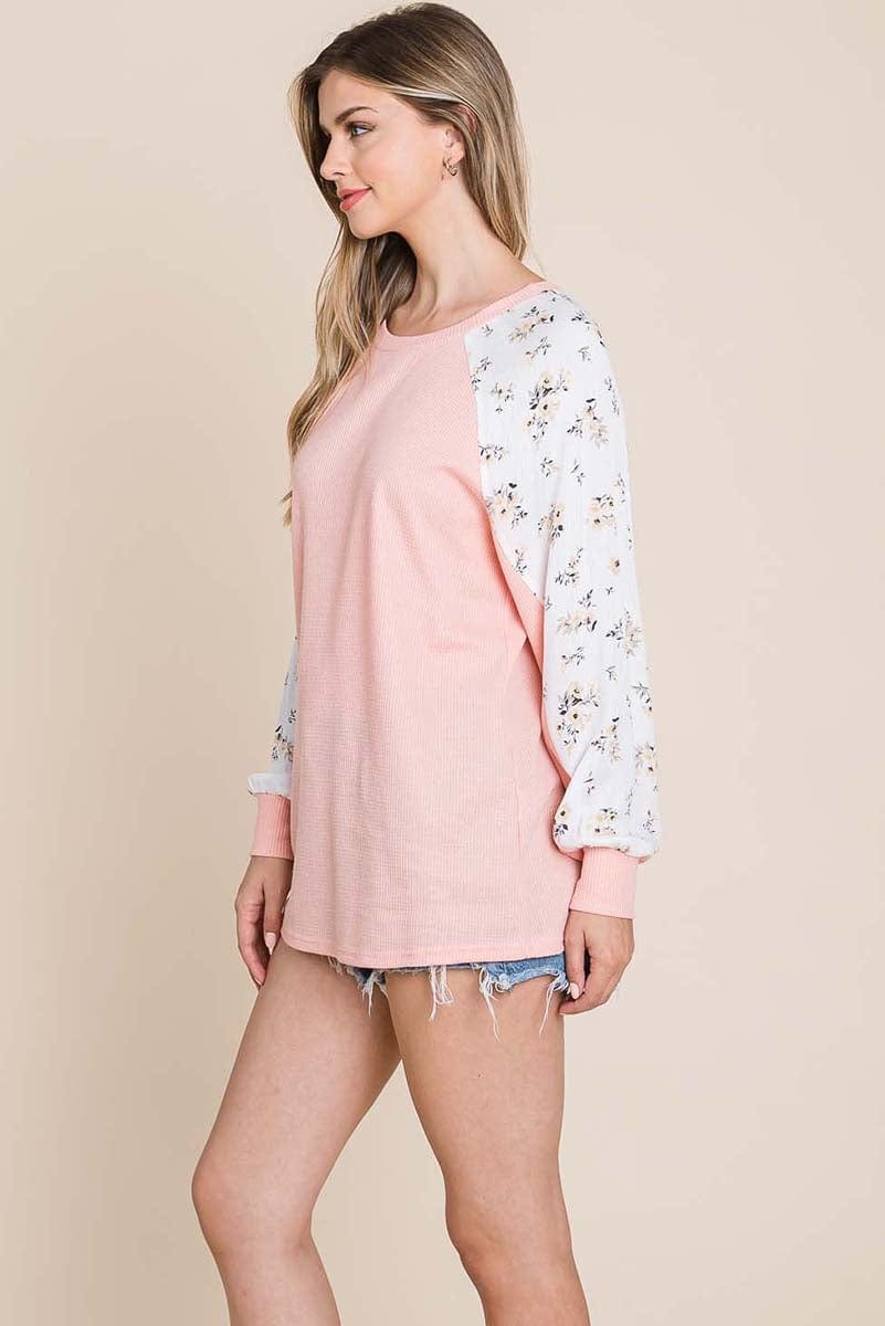 Color Block Raglan Floral Printed Sweater Tops | Apparel | Kitchen + Metal