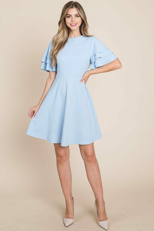 Flutter Layered Sleeve Ruffle Hem Sun Dress | Apparel | Kitchen + Metal