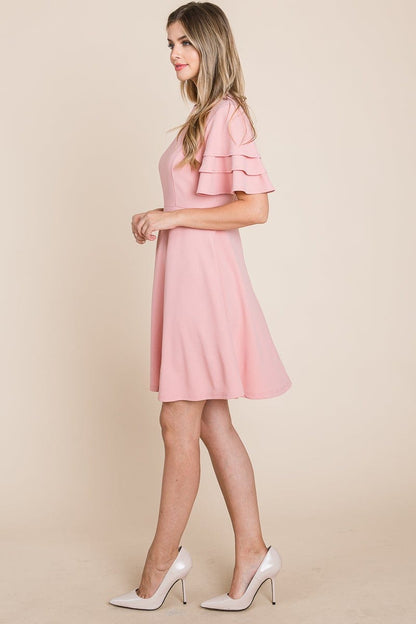 Flutter Layered Sleeve Ruffle Hem Sun Dress | Apparel | Kitchen + Metal