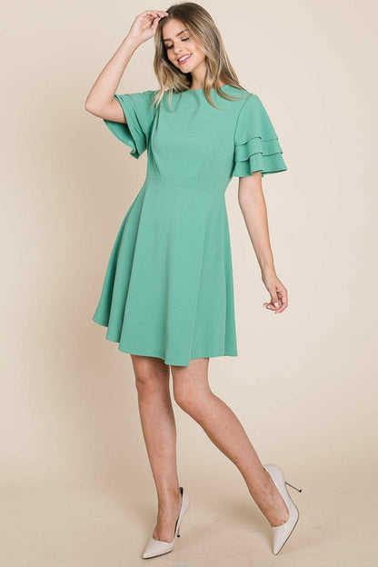 Flutter Layered Sleeve Ruffle Hem Sun Dress | Apparel | Kitchen + Metal