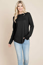 Casual Comfy Knit Waffle Pullover Raw Edge Tops | Apparel | Kitchen + Metal