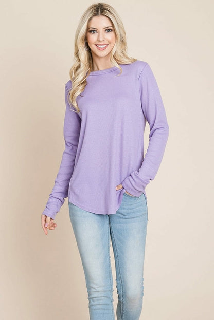 Casual Comfy Knit Waffle Pullover Raw Edge Tops | Apparel | Kitchen + Metal