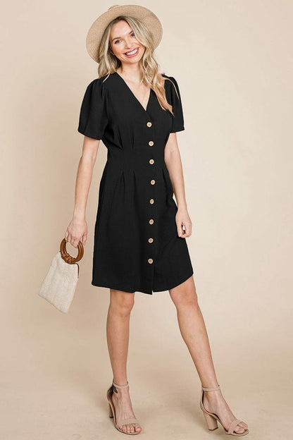 Button Down Solid Pleated Shirt Dress | Apparel | Kitchen + Metal