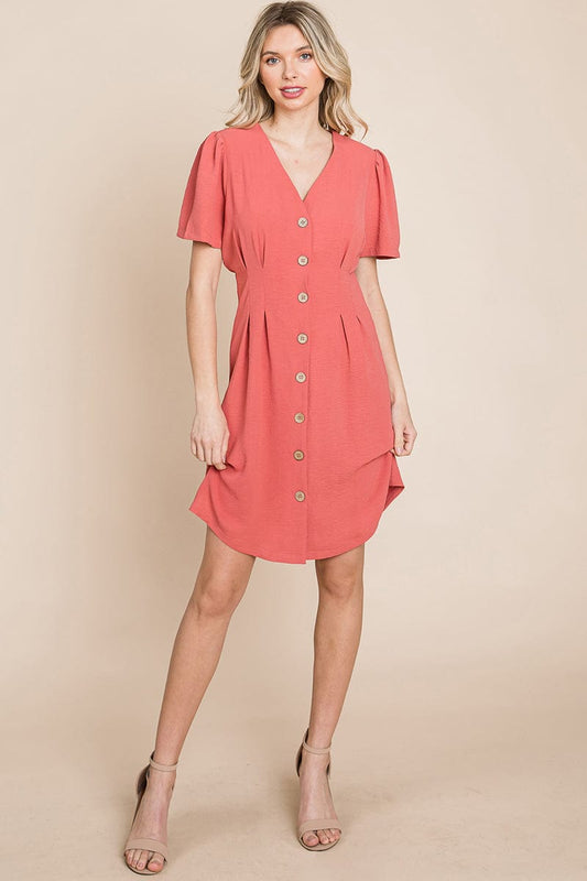 Button Down Solid Pleated Shirt Dress | Apparel | Kitchen + Metal