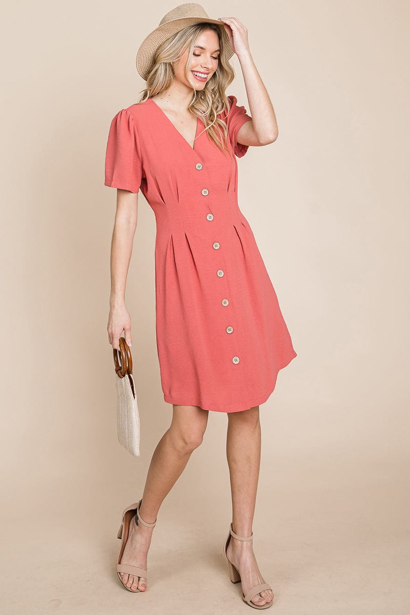 Button Down Solid Pleated Shirt Dress | Apparel | Kitchen + Metal